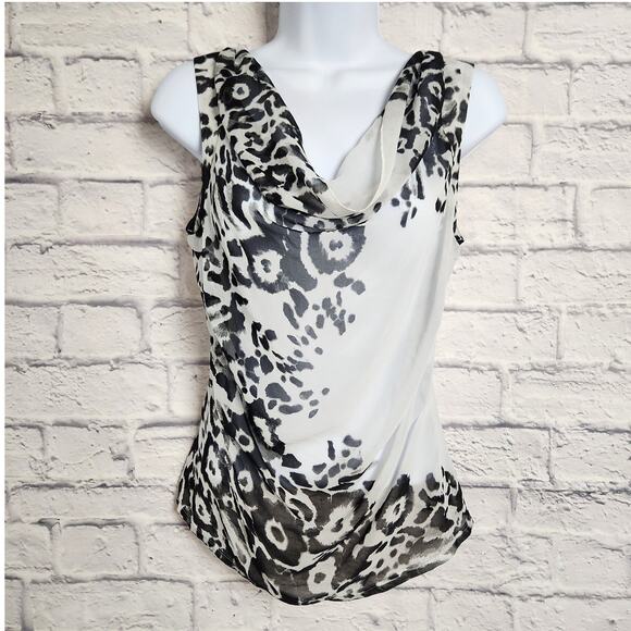 Express Top Womens Size XS Cowl Neck Sheer Front Sleeveless - Picture 1 of 14